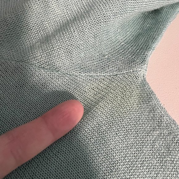 Citron Santa Monica Tunic Top Large Seafoam Green Knit Long Bell Sleeve Crochet‎ - Picture 9 of 13